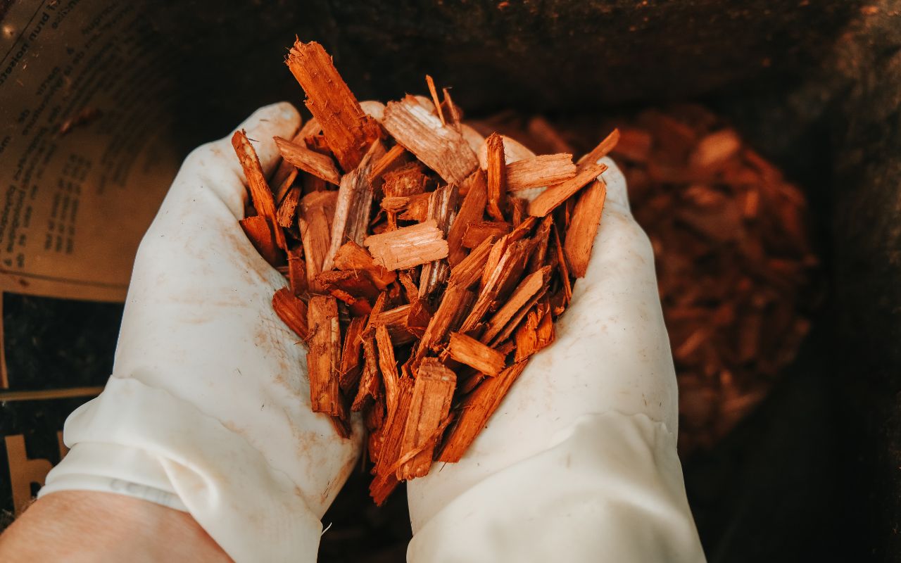 Wood from tree removals can be used to create wood chips. 